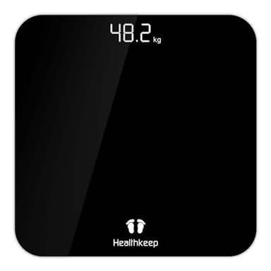 Healthkeep Balance Pese Personne Électronique, Pese Personnes de Haute Précision avec Affichage par LED, Design Fin, poids Max. 180 kg/ 400lb Noir