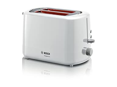 Bosch CompactClass TAT3A111 Grille-pain compact avec grille réchauffe-viennoiseries intégrée, fonction décongélation/réchauffage, HighLift, arrêt automatique, blanc