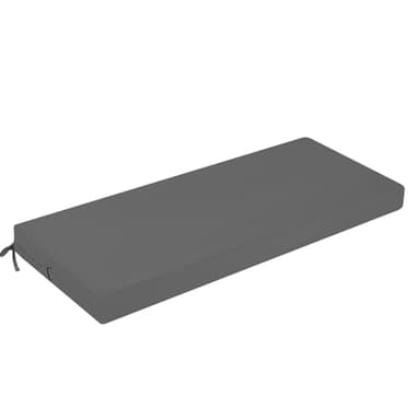PRIMEPATIO Coussin pour banc d'extérieur, coussin de banc confortable, imperméable, avec rubans, rembourrage épais pour meubles de jardin, 120 x 40 cm, gris