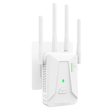 Repeteur WiFi Puissant, 300Mbps Répéteur WiFi, Amplificateur WiFi 4 antennes, 2 Ports LAN, du Réseau Avoir AP/RP et WPS Fonction, Compatible avec Toutes Les Box Internet Ethernet Port, Blanc