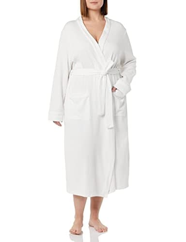 Amazon Essentials Peignoir Long En Tissu Nid D’Abeille Léger (Grandes Tailles Disponibles) Femme, Blanc, M