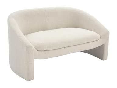 Vente-unique - Canapé 2 Places en Tissu Bouclette Blanc OSSANA