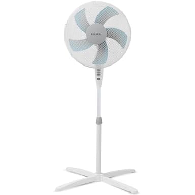 Grunkel - Ventilateur sur pied de 16" avec 3 vitesses et hauteur réglable - FAN-G165X - Base en forme de lame de 62 cm de diamètre et 3 pales semi-transparentes - 50 W - Blanc