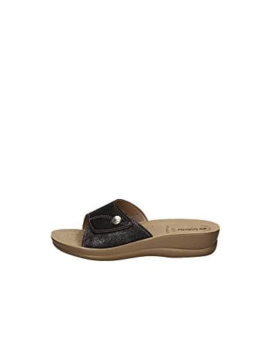 inblu VR000057 Sandales pour Femme à Scratch réglable Semelle Anatomique Soft Zeppa 3 cm Bleu - Noir - Noir, 39 EU EU