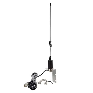 UAYESOK Antenne Marine VHF 156-163Mhz Antenne de Base de Bateau 38,8 cm avec connecteur PL259 de câble coaxial RG58 de 5 m et Support de Montage en L pour Radio Amateur VHF Marine Mobile