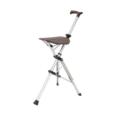 Canne 2 en 1 avec siège, cadre en aluminium ultra léger et tabouret pliant robuste (jusqu'à 120 kg), design pliable, idéal pour les voyages et le tourisme (marron)