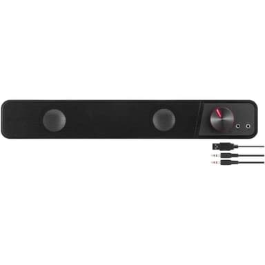 Speedlink BRIO Barre de Son stéréo - pour Ordinateur, Excellente qualité Audio, 12 Watts, Design Compact, 2X Connexion Jack 3,5 mm + Prise USB A, contrôle du Volume, Noir
