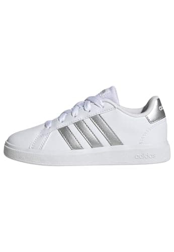 adidas Mixte enfant Grand Court Lifestyle Tennis Lace-Up Shoes, White / Matte Silver / Matte Silver, 38 2/3 EU