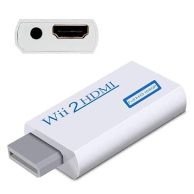 INF Adaptateur Wii vers HDMI 720/1080P HD avec Sortie Audio 3,5 mm pour Monitor Beamer TV (Blanc)