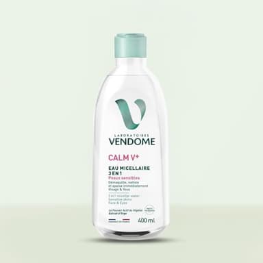 LABORATOIRES VENDÔME - CALM V+ - Eau Micellaire 3 En 1 - Visage & Yeux - Démaquille, Nettoie & Apaise Immédiatement - Haute Tolérance - Enrichi En Extrait D'Orge - Peaux Sensibles - 50ml