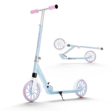 PHOEROS Trottinette pour Enfants 6-12Ans,Adolescents et Adultes Trottinette Pliable Aluminium Léger pour Ados,Garçons&Filles,avec Grandes Roues 200mm,5 Hauteurs Réglables,Absorption Chocs(Bleu)
