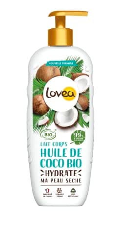 LOVEA - Lait Corps - Huile De Coco Bio - Hydrate & Adoucit - Pour Peaux Sèches - 99% D'Origine Naturelle - Sans Silicone - Vegan - Certifié BIO - Fabriqué En France - 250 ml