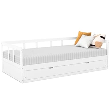 IDMarket - Lit Banquette 90 x 190 cm Zoya Convertible 180 x 190 cm Blanc avec 1 tiroir de Rangement