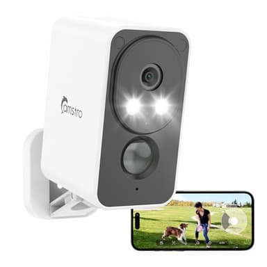 CAMSTRO Caméra Extérieure 2K sans Fil, 180° Panoramique, Vision Nocturne Couleur, PIR Humain, Batterie 5200mAh, WiFi6 2.4GHz, Audio Bidirectionnel, IP66, AI Détection, Alexa/Google, Cloud/SD