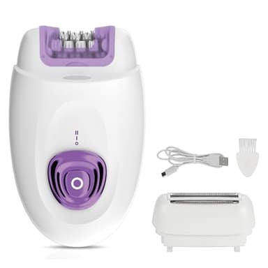 Épilateur sans fil pour femme 600 mAh avec tête de rasage et tête d'épilation, 2 vitesses, avec lumière LED pour aisselles, jambes, bras