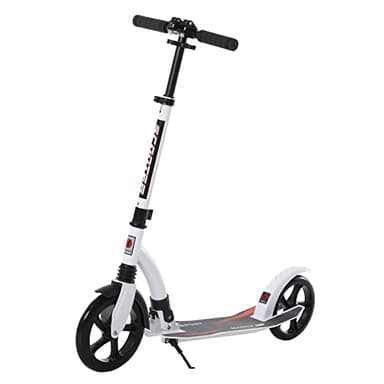 HOMCOM Trottinette Pliable pour Adulte à partir 14 Ans 92,5 x 37,5 x 82-97 cm Hauteur Guidon réglable alu Blanc