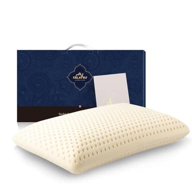Talatex Oreiller en Latex Naturel 100% Pur, Aide à Soulager la Douleur et la Pression, Pas de Mousse à Mémoire de Forme, Oreiller en Latex Profond, Taille 60 x 40 x 13 cm, Lavable avec Taie en Tencel