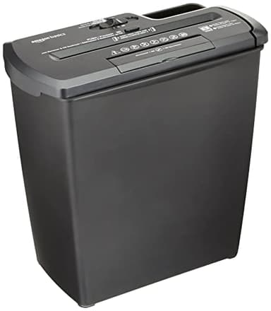 Amazon Basics Destructeur de Documents/Cartes de crédit/CD , 7-8 Feuilles Coupe de bande, Noir