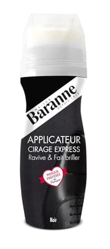 Baranne Applicateur Cirage Express Noir | Ravive la couleur du cuir | Brillance intense | Chaussures et accessoires en cuir | Applicateur mousse | 75ML