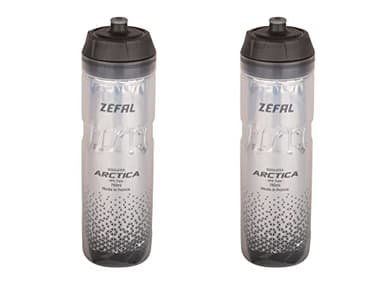 ZEFAL Pack Arctica 75 - Lot de Deux Bidons Vélo 750 ML - Gourde Vélo Isotherme - Inodore et Etanche - Bidon Sport sans BPA - Argent/Noir