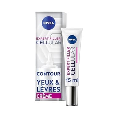 NIVEA Cellular Expert Lift - Soin Contour Des Yeux & Lèvres - Anti-Age - Repulpe, Raffermit, Hydrate & Réduit Les Rides - Acide Hyaluronique & Acide Folique - Tous Types De Peaux - 15 ml