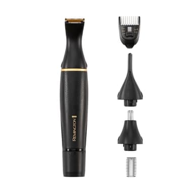 Remington Tondeuse Nez [Multifonction: Kit Complet Visage] T-Series (Barbe,Nez, Oreilles, Sourcils, Design premium, Lames Titanium auto-affûtées, 3 Têtes Interchangeables, Sabots ajustables) NE7000