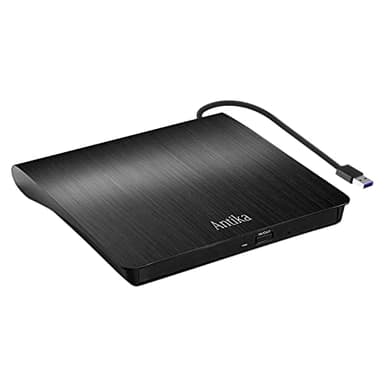Lecteur CD DVD Externe,Antika USB 3.0 Portable Graveur et Lecteur de CD-RW/DVD-RW Portable Compatible avec Ordinateurs Windows XP/7/8/10 Mac, MacBook Air/Pro