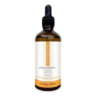 HerbOrganic Sérum à la vitamine C pour le visage - 50 ml - Sérum hydratant, anti-âge et éclaircissant la peau avec vitamine C et acide hyaluronique - Anti-rides, anti-cernes et anti-décoloration (50)