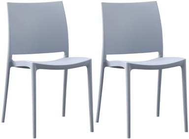 CLP Lot de 2 chaises de Jardin Meton, empilables en Plastique, faciles à Entretenir, résistantes UV, 150 kg Max, Couleur:Gris Clair