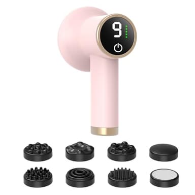 Masseur Anti-Cellulite Électrique Rechargeable Rose Poudré, Appareil Minceur 9 Vitesses, 8 Têtes pour Jambes, Cuisses, Ventre, Fessiers