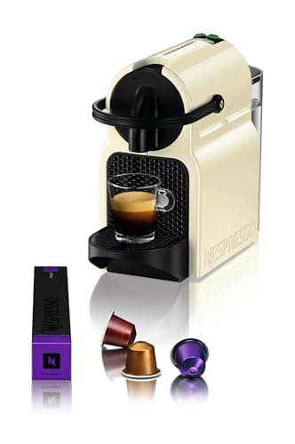 De'Longhi Nespresso Inissia EN80.CW, Machine à Café Automatique, Machine à Capsules pour une Seule Tasse, Ensemble de Bienvenue Inclus, Design Compact, 19 Bars, 1260W, Crème Vanille