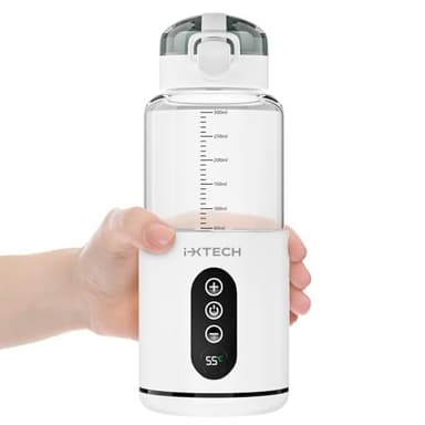 IXTECH chauffe biberon nomade sans fil, chauffe biberon portable Charge USB, Température Réglable, Chauffe Lait Maternel Capacité de 300 ml