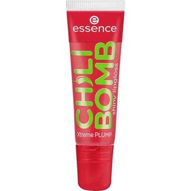 essence CHILI BOMB shiny lipgloss 01 Strawberry Salsa, gloss repulpant, extrait piment, fini brillant, teinte rouge scintillante, parfum fraise, 10ml