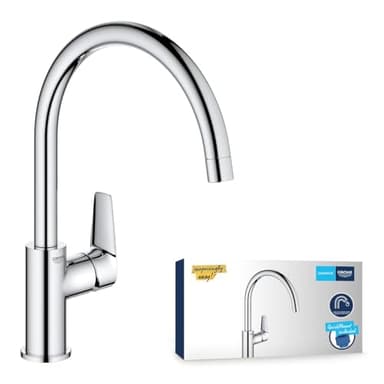 GROHE Robinet de salle de bains lavabo Start Edge, zone rotation 360°, mousseur économie d'eau, installation et nettoyage facile, chromé, 30529001 (Import Allemagne)