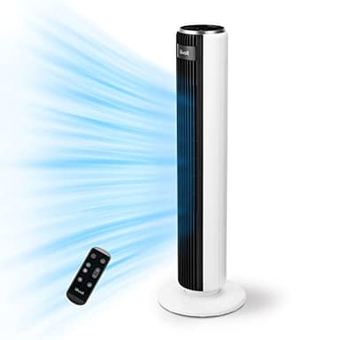 LEVOIT Ventilateur Colonne Silencieux 28dB, 5 Vitesses 4 Modes de Vent,Télécommande, Minuterie 12h, Oscillant à 90° avec 7m/s, 33W Économie, avec Mode Veille pour chambre