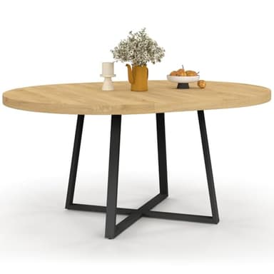 IDMarket - Table à Manger Extensible Ronde Selma 4-8 Personnes Bois et Noir 110-150 cm