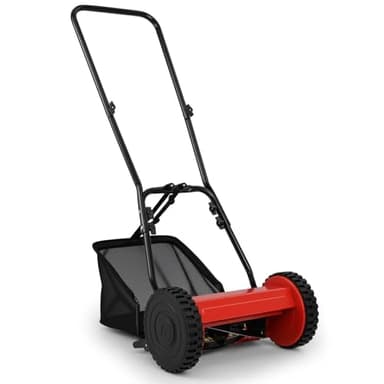 SOARS Tondeuse Gazon Manuelle à Cylindre, Tondeuse à Gazon avec Largeur de Coupe de 30 CM, Bac de Ramassage 18,5L, Hauteur de Coupe Réglable à 4 Niveaux 15-40 MM, 5 Lames en Métal