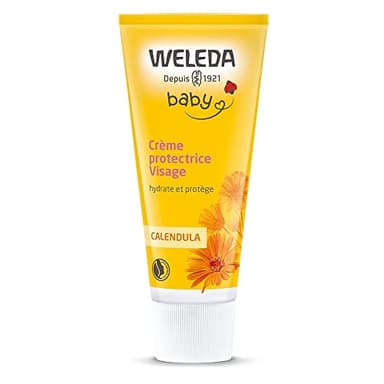 WELEDA - Crème protectrice Visage Calendula - Hydrate et Nourrit - Pour la peau délicate des bébés et des jeunes enfants - NATRUE* - Bio** - 50 ml