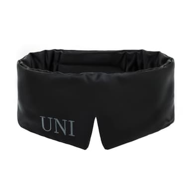 UNI Good Night Masque de sommeil 100 % soie de mûrier pour homme et femme, avec bandeau Velcro réglable, grand masque de sommeil noir pour un meilleur sommeil, une sieste et un voyage