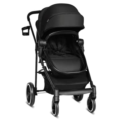 COSTWAY Poussette Canne Bébé Pliable 0-3 Ans avec Siège Réversible, Poussette Haute Paysage avec Auvent & Dossier Réglable, Frein à Pied, Harnais à 5 Points, Porte-gobelet, Charge 15kg (Noir)