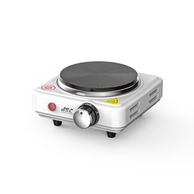 SIC Plaque de cuisson électrique portable à un feu, en fonte, température réglable, pour camping, voyage, cuisine extérieure (Blanc, 500W)
