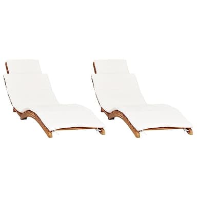 vidaXL Lot de 2 Chaises Longues avec Coussins, Bain de Soleil, Transat de Terrasse, Siège de Jardin Patio Extérieur, Bois Massif de Teck