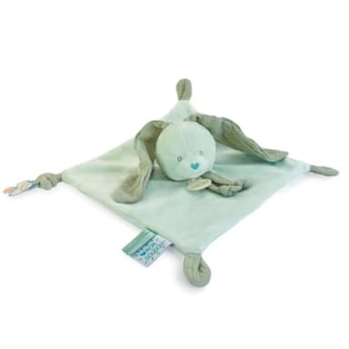 BABY NAT' - Doudou Lapin Vert Sauge 23 cm - Doudou Plat Coton Doux avec Attache-Sucette - Peluche Naissance Bébé Fille Garçon - Compagnon Nuit Cadeau Naissance Lavable à 30° - BN6117