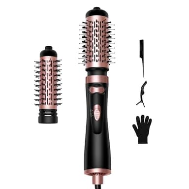 OKWRAP Rotative Seche Cheveux,Brosse SoufflanteBrosse, Rotative 3 en 1 Brosse Rotative 3 Températures, Brosse Chauffante Rotative de 1000 Watts et 2 Embouts Pour Sécher, Lisser, Modeler du Volume