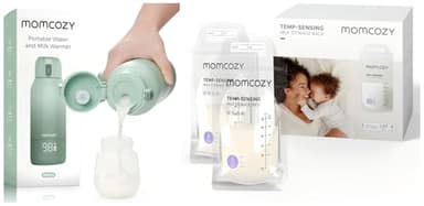 Momcozy Chauffe Biberon Nomade & Sachets de Congélation Lait Maternel 180mL-120 Pack