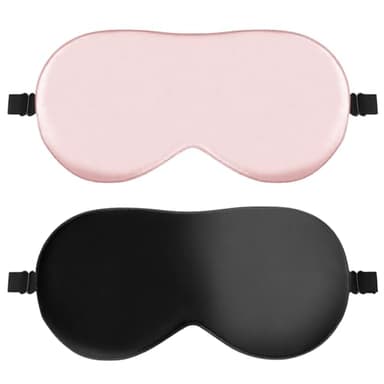 Quelcc Lot de 2 Masque de Nuit, Masque de Sommeil, Cache Yeux pour Dormir, Masque Yeux Doux et Confortable Respirant pour Dormir Voyage Yoga