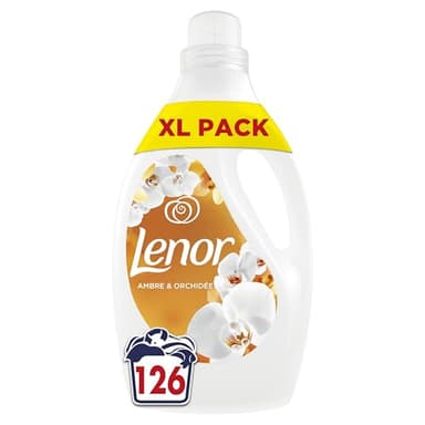 Lenor Adoucissant 126 lavages, Ambre et Orchidée, 24H De Fraîcheur Relaxante, Avec Une Touche D’Huiles Essentielles