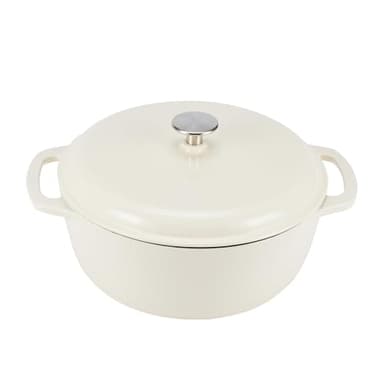 Amazon Basics Ronde Cocotte Dutch Oven en fonte émaillée, 4.1 L, blanche