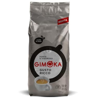 Gimoka - Café en grains - Mélange GUSTO RICCO - 1 Kg - Intensité 13 - Fabriqué en Italie