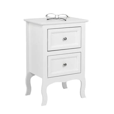 Alightup Table de Chevet Blanche Tables de Nuit Scandinaves en Bois avec 2 Tiroirs - Meuble de Rangement Commode pour Chambre, Chevet de Lit Adulte, Salon, Bureau 40 x 30 x 60 cm